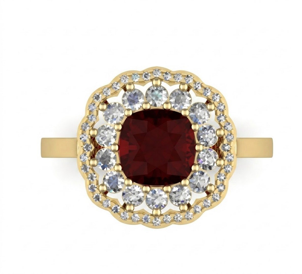 LG - 14K 2.66CT D-RING LDS CUSC/RDS CERTIFIED CUSHION RUBY 2.05